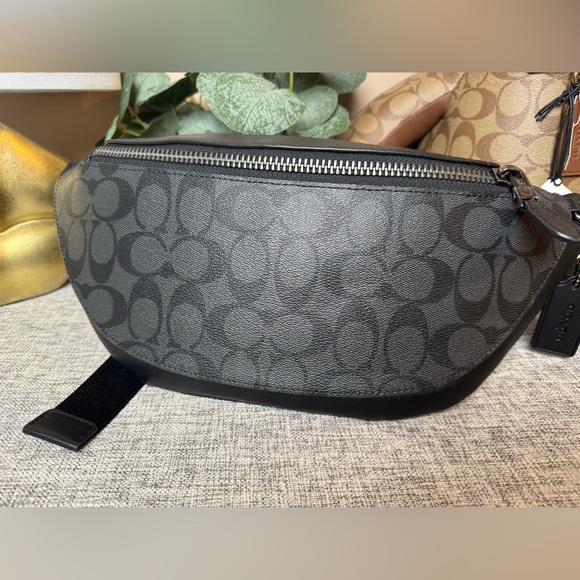 $239 COACH Warren Belt Bag In Signature canvas Charcoal Black F78777 - Picture 3 of 8
